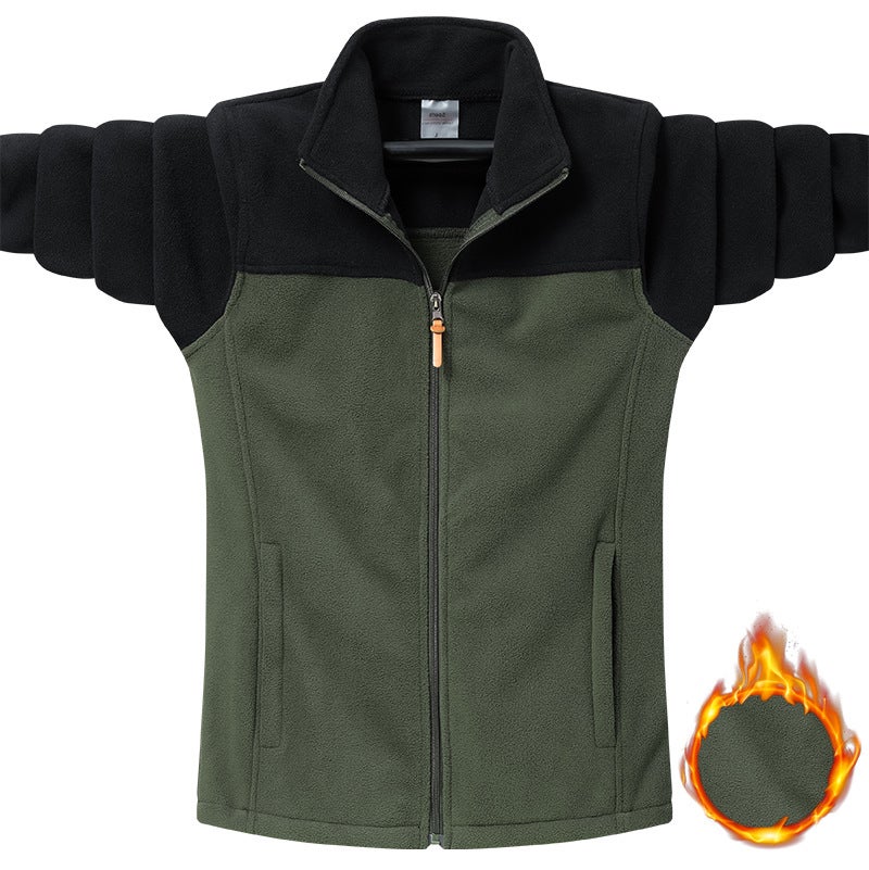 Fleece Jacket Men'S And Women'S Jacket Vertical Collar Cardigan Thickened Insulation Double-Sided Shake - Image 2